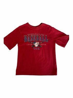 Baseball T-Shirt Boys Size XS (4-5) Red Blue White USA Short Sleeves Patriotic
